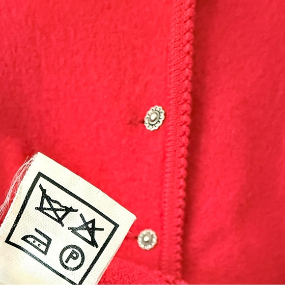 Vtg Geiger of Austria Wool Red Cardigan Jacket Puffed Sleeve S M L - Picture 9 of 15
